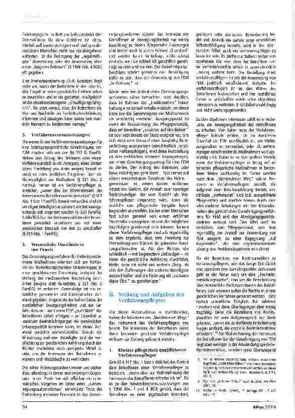 Vorschauseite 2: Der Einsatz besonders geschulter Verfahrenspfleger zur Vermeidung freiheitsentziehender Maßnahmen