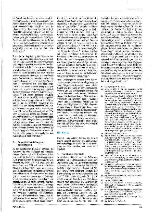 Vorschauseite 3: Der Einsatz besonders geschulter Verfahrenspfleger zur Vermeidung freiheitsentziehender Maßnahmen