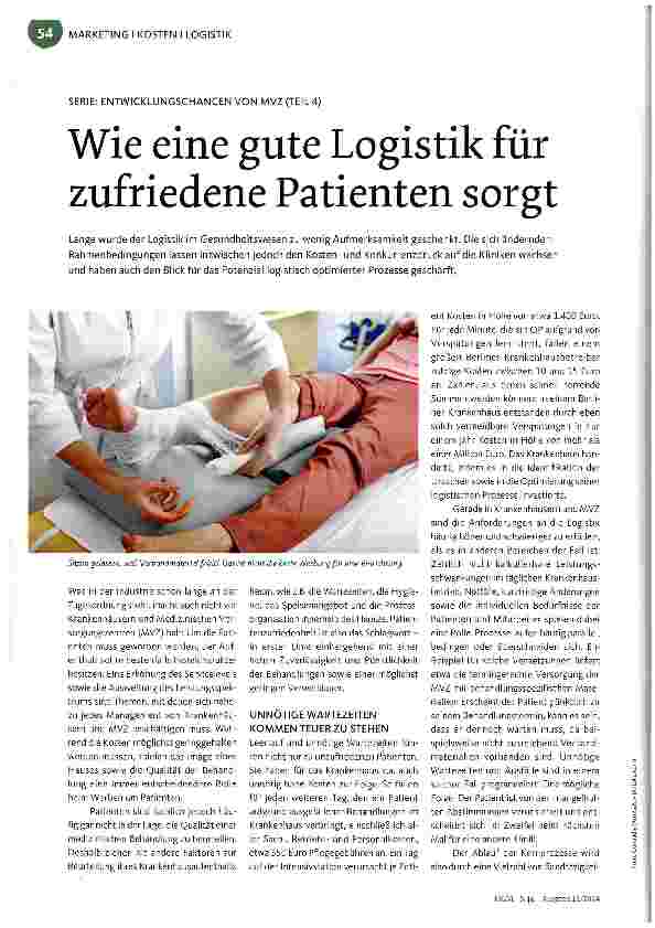 Vorschauseite 1: Wie eine gute Logistik für zufriedene Patienten sorgt