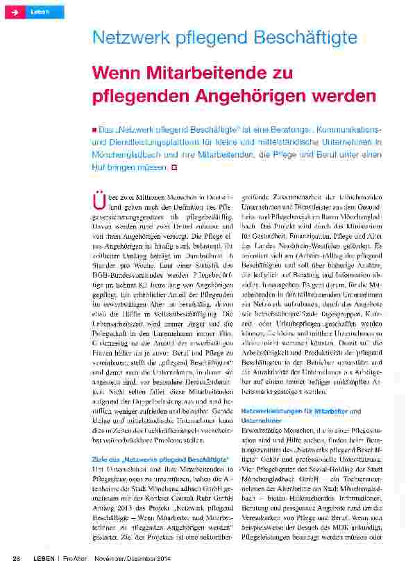 Vorschauseite 1: Wenn Mitarbeitende zu pflegenden Angehörigen werden