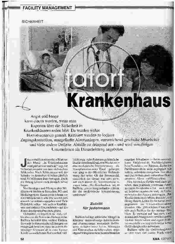 Vorschauseite 1: Tatort Krankenhaus Sicherheit