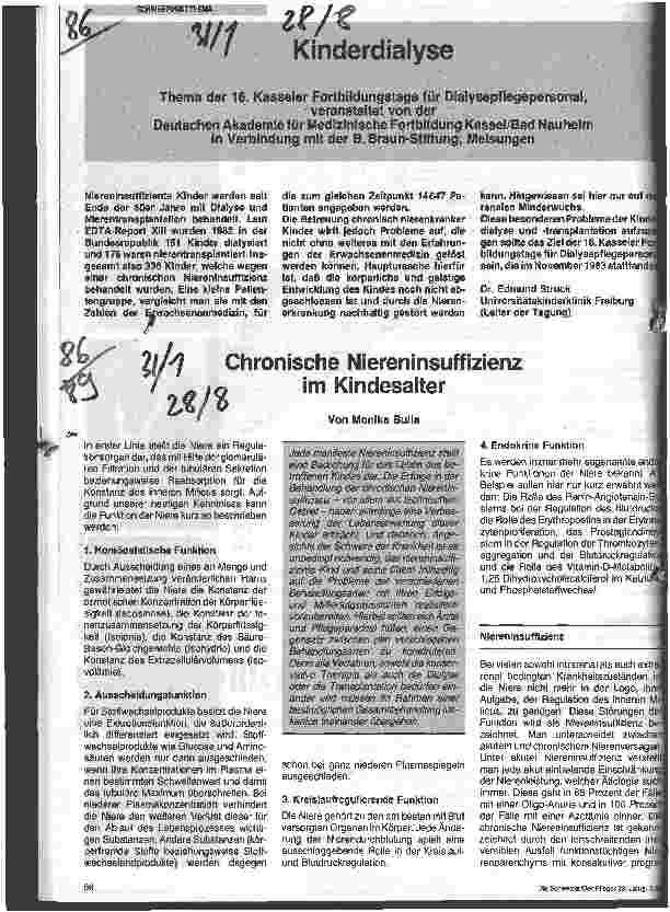 Vorschauseite 1: Chronische Niereninsuffienz im Kindesalter Kinderdialyse