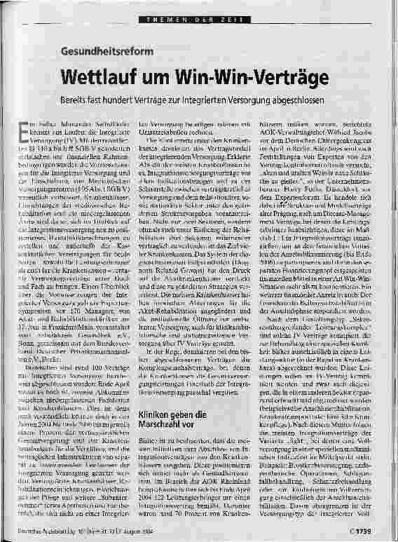 Vorschauseite 1: Wettlauf um Win-Win-Verträge