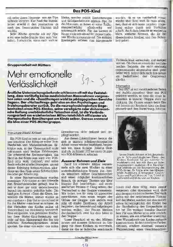 Vorschauseite 1: Mehr emotionelle Verläßlichkeit Gruppenarbeit mit Müttern POS