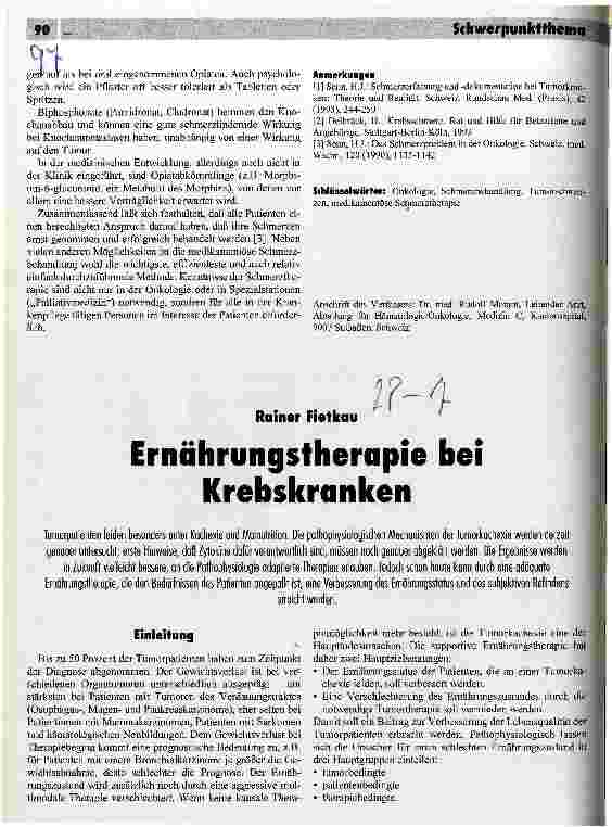Vorschauseite 1: Ernährungstherapie bei Krebskranken