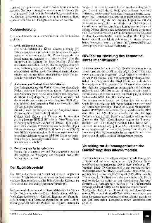 Vorschauseite 3: Der Kerndatensatz Intensivmedizin Mindestinhalte der Dokumentation im Bereich der Intensivmedizin