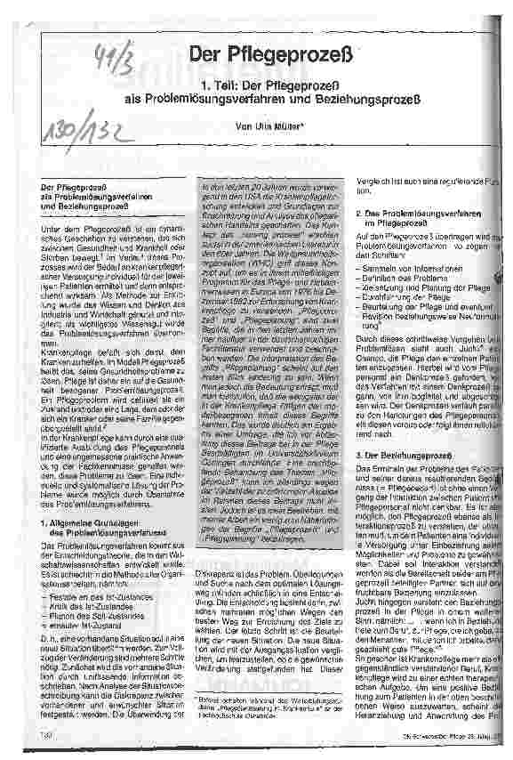 Vorschauseite 1: Der Pflegeprozeß 1. Teil: Der Pflegeprozeß als Problemlösungsverfahren und Beziehungsprozeß