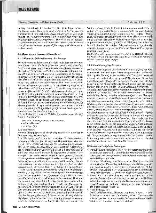 Vorschauseite 2: Messtechnik in der medizinischen Diagnostik Sensor/Messzelle zu: Pulsoximeter
