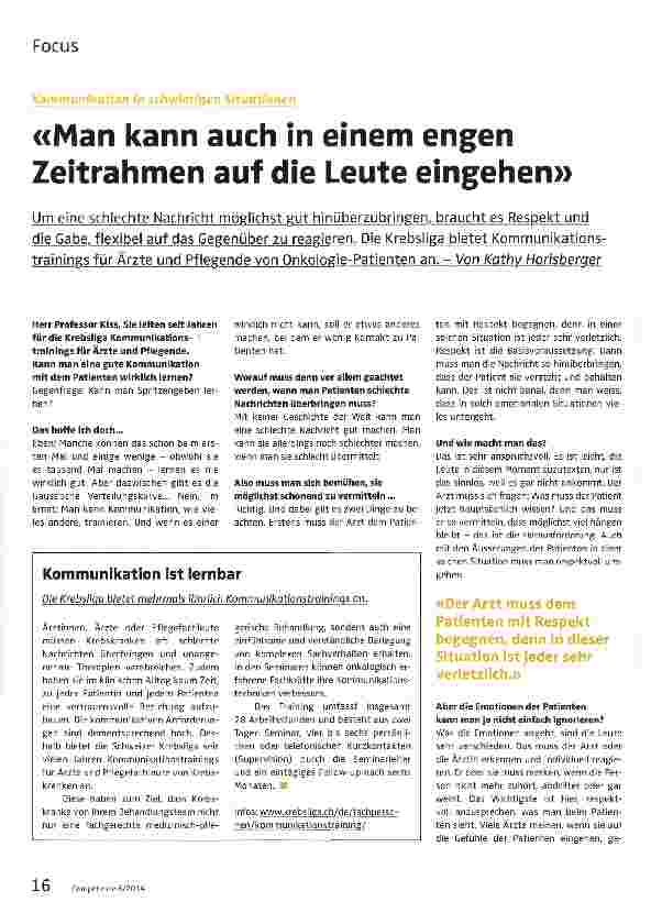 Vorschauseite 1: «Man kann auch in einem engen Zeitrahmen auf die Leute eingehen»