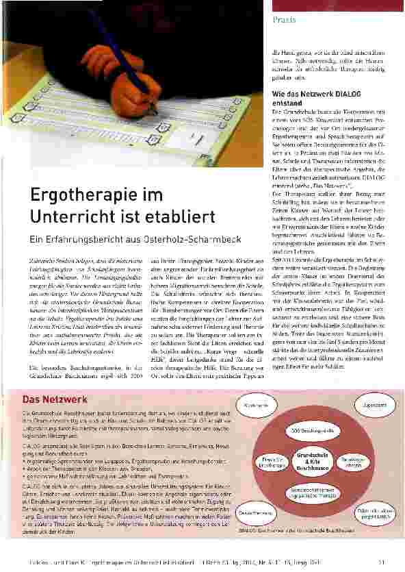 Vorschauseite 1: Ergotherapie im Unterricht ist etabliert