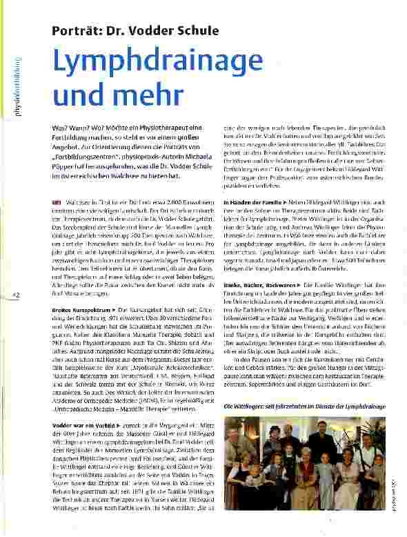 Vorschauseite 1: Porträt: Dr. Vodder SchuleLymphdrainage und mehr