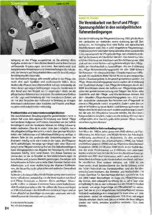 Vorschauseite 2: Das Unmögliche möglich machen -Bewältigungsstrategien erwerbstätiger Pflegender