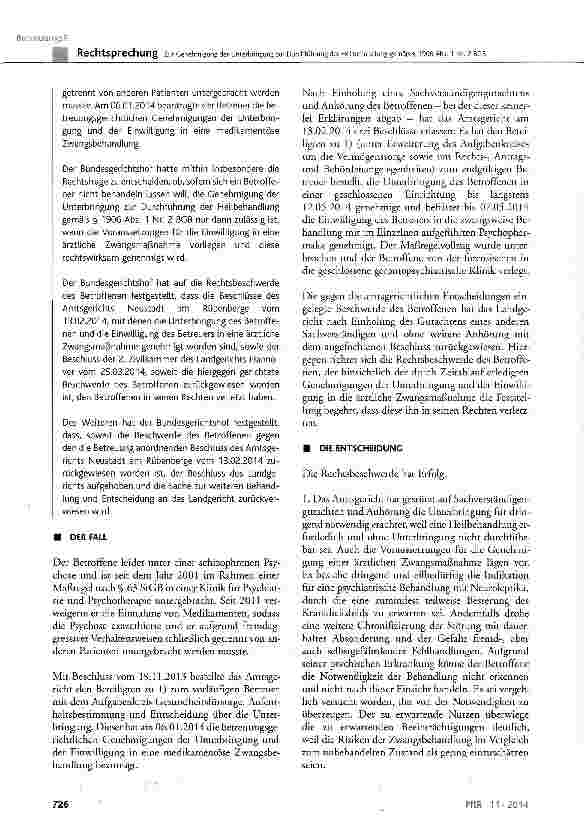 Vorschauseite 2: Zur Genehmigung der Unterbringung zur Durchführung der Heilbehandlung gemäß § 1906 Abs. 1 Nr. 2