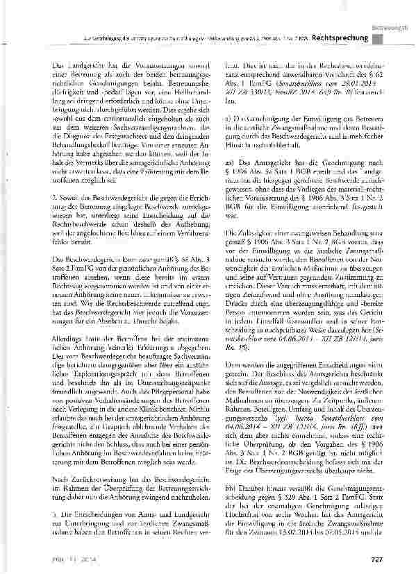 Vorschauseite 3: Zur Genehmigung der Unterbringung zur Durchführung der Heilbehandlung gemäß § 1906 Abs. 1 Nr. 2