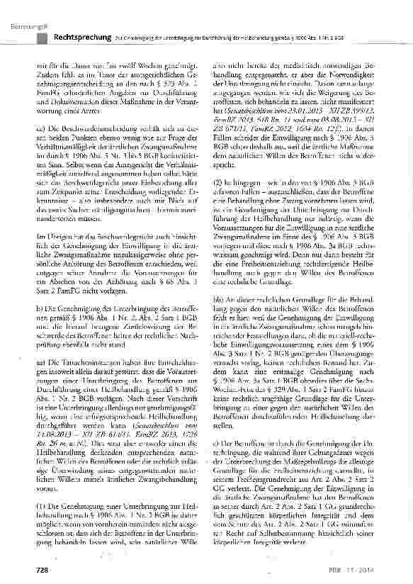 Vorschauseite 4: Zur Genehmigung der Unterbringung zur Durchführung der Heilbehandlung gemäß § 1906 Abs. 1 Nr. 2