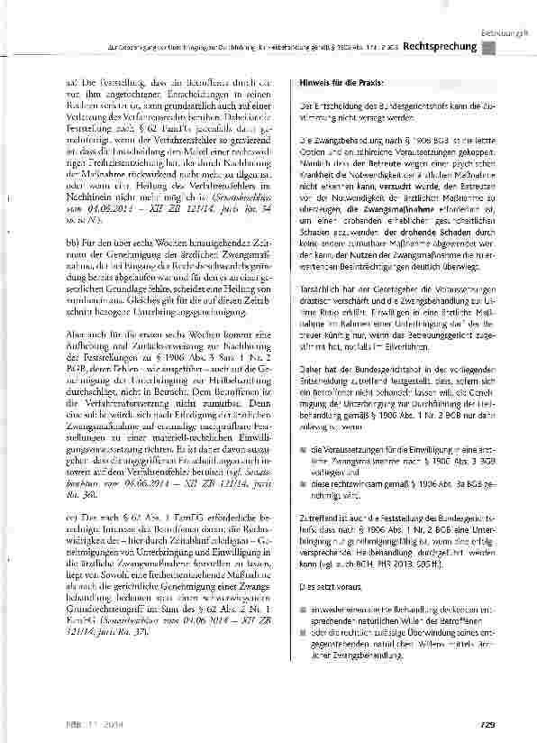 Vorschauseite 5: Zur Genehmigung der Unterbringung zur Durchführung der Heilbehandlung gemäß § 1906 Abs. 1 Nr. 2