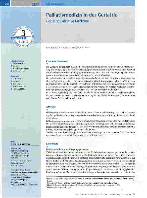 Vorschauseite 1: Palliativmedizin in der Geriatrie