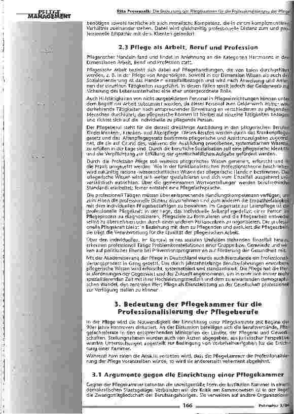 Vorschauseite 5: Die Bedeutung der Pflegekammer für die Professionalisierung der Pflege