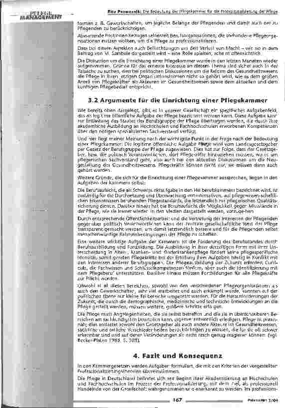 Vorschauseite 6: Die Bedeutung der Pflegekammer für die Professionalisierung der Pflege