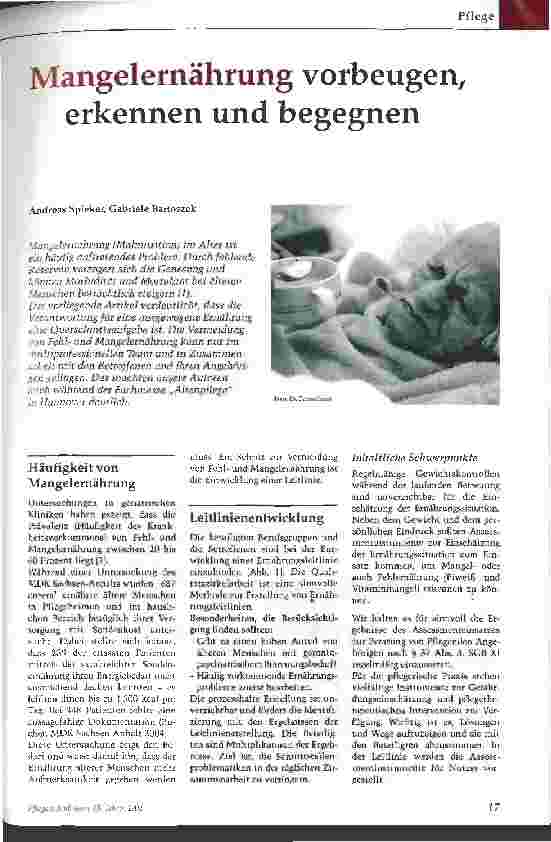 Vorschauseite 1: Mangelernährung vorbeugen, erkennen und begegnen