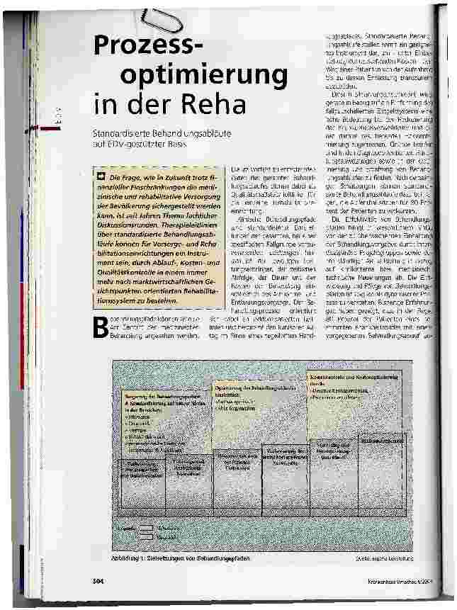 Vorschauseite 1: Prozessoptimierung in der Reha Standardisierte Behandlungsabläufe auf EDV-gestützter Basis