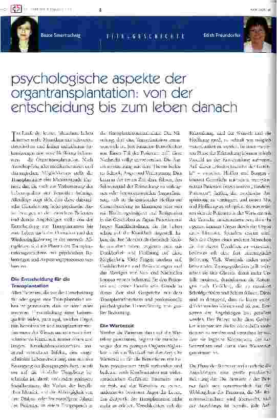 Vorschauseite 1: Psychologische Aspekte der Organtransplantation. - von der Entscheidung bis zum Leben danach