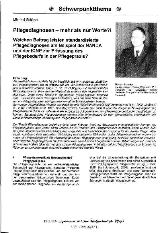 Vorschauseite 1: Pflegediagnosen - mehr als nur Worte?