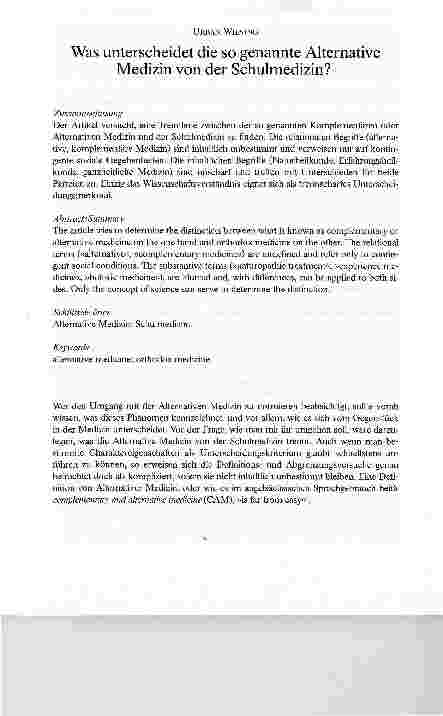 Vorschauseite 1: Was unterscheidet die so genannte Alternative Medizin von der Schulmedizin?