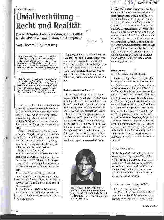 Vorschauseite 1: Unfallverhütung - Recht und Realität