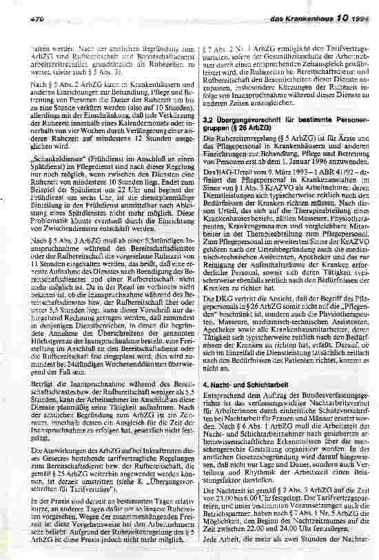 Vorschauseite 3: Hinweise der DKG zum Gesetz zur Vereinheitlichung und Flexibilisierung des Arbeitszeitrechts (Arbeitszeitrechtgesetz - ArbZRG)