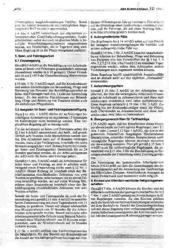 Vorschauseite 5: Hinweise der DKG zum Gesetz zur Vereinheitlichung und Flexibilisierung des Arbeitszeitrechts (Arbeitszeitrechtgesetz - ArbZRG)