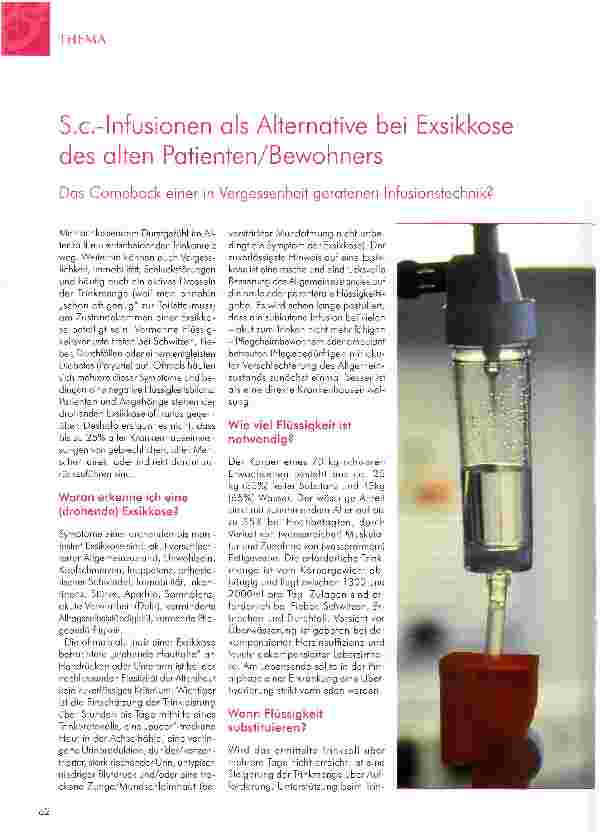 Vorschauseite 1: S-c.-Infusionen als Alternative bei Exsikkose des alten Patienten/Bewohners