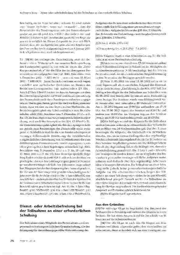 Vorschauseite 1: Dienstoder Arbeitsbefreiung bei der Teilnahme an einer erforderlichen Schulung