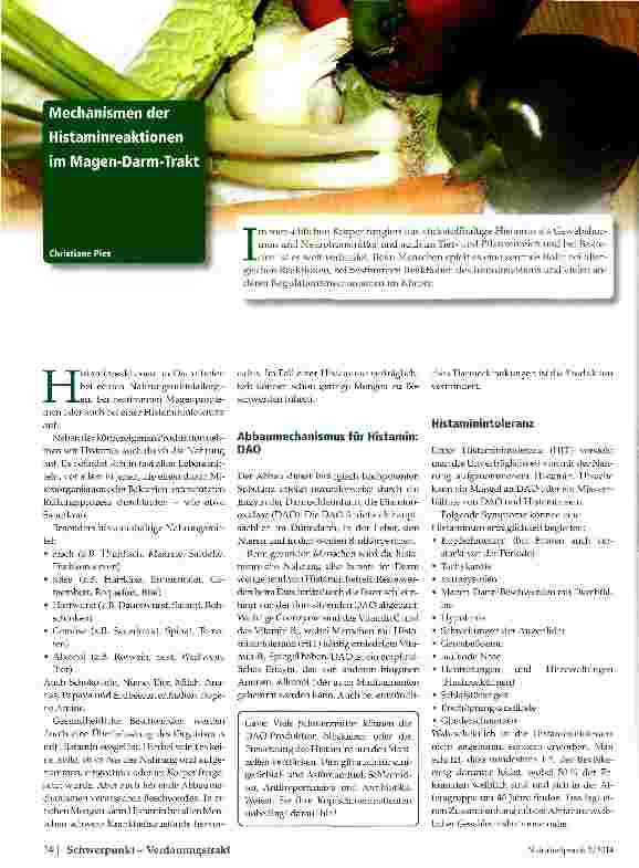 Vorschauseite 1: Mechanismen der Histaminreaktionen im Magen-Darm-Trakt