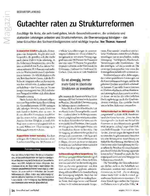Vorschauseite 1: Gutachter raten zu Strukturreformen
