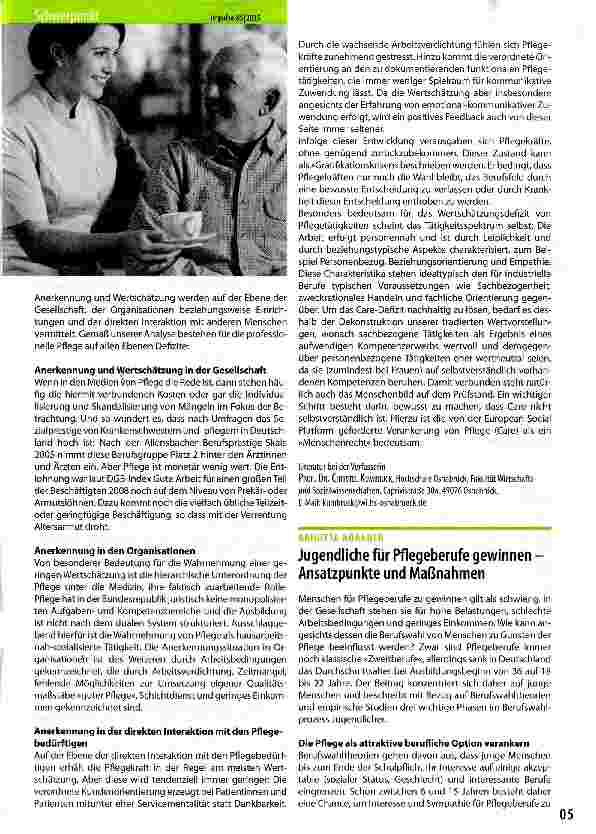 Vorschauseite 2: Personalmangel und Anerkennungsdefizite in der Pflege