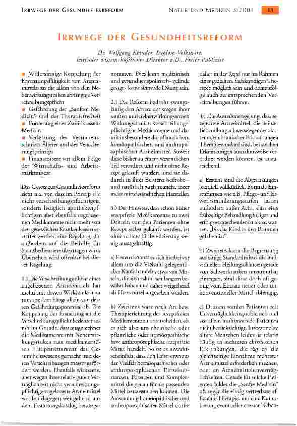 Vorschauseite 1: IRRWEGE DER GESUNDHEITSREFORM