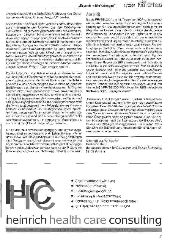 Vorschauseite 3: Was sind besondere Einrichtungen? Referentenentwurf für eine Fallpauschalenverordnung besondere Einrichtungen 2004