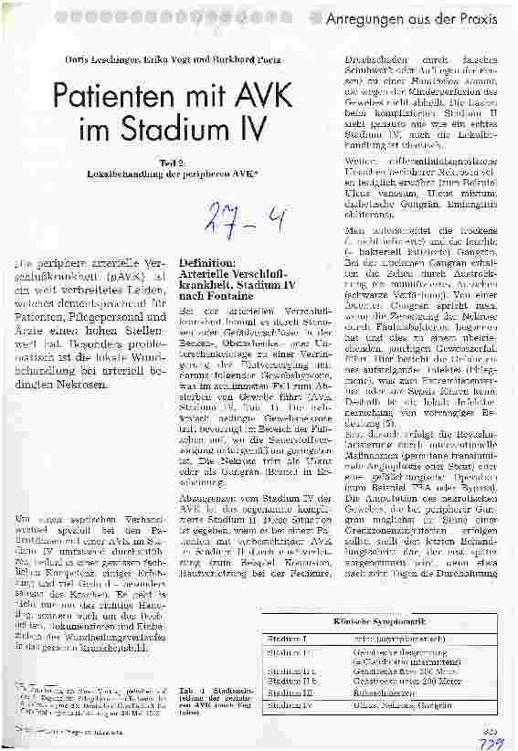 Vorschauseite 1: Patienten mit AVK im Stadium IV Teil 2: Lokalbehandlung der peripheren AVK