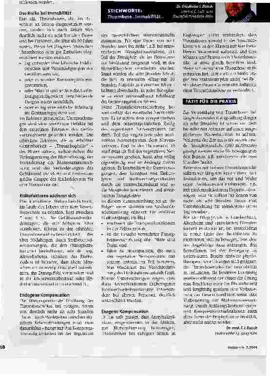 Vorschauseite 2: Risikofaktor ImmobilitätAktivierende Pflege wirkt gegen die Entstehung von Thrombosen