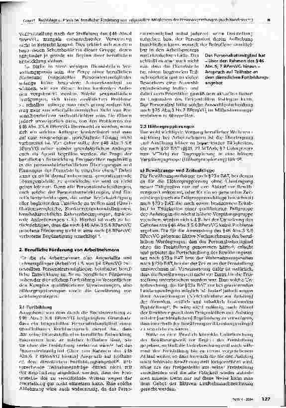 Vorschauseite 4: Die Rechtslage und Praxis bei der beruflichen Förderung von freigestellten Mitgliedern der Personalvertretungen (nach Bundesrecht) Ein Beitrag zur Problematik des § 46 Abs. 3 Satz…