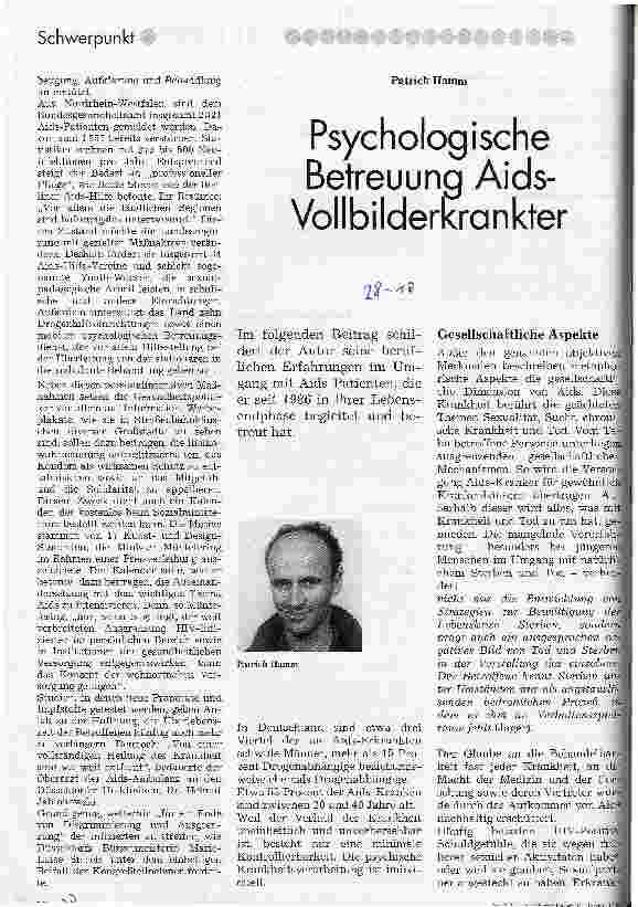 Vorschauseite 1: Psychologische Betreuung Aids-Vollbilderkrankter