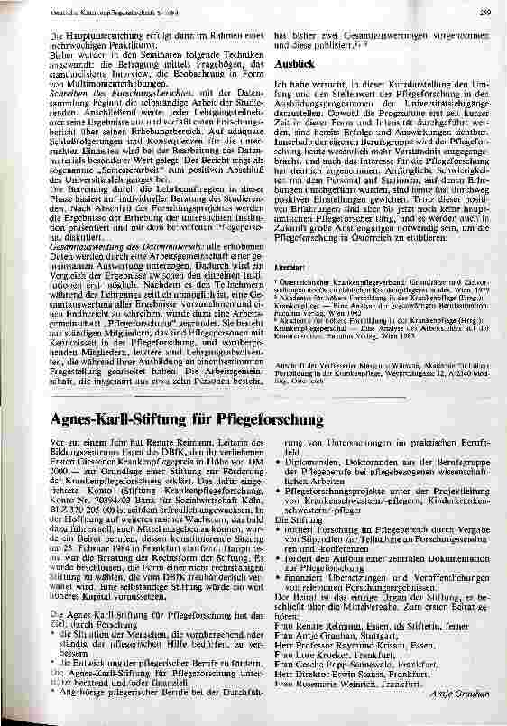 Vorschauseite 3: Pflegeforschung in Österreich Programm an der Akademie für höhere Fortbildung in der Krankenpflege