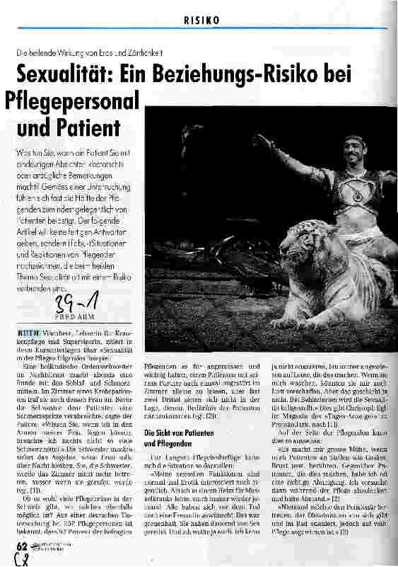 Vorschauseite 1: Sexualität: Ein Beziehungs-Risiko bei Pflegepersonal und Patient Die heilende Wirkung von Eros und Zärtlichkeit