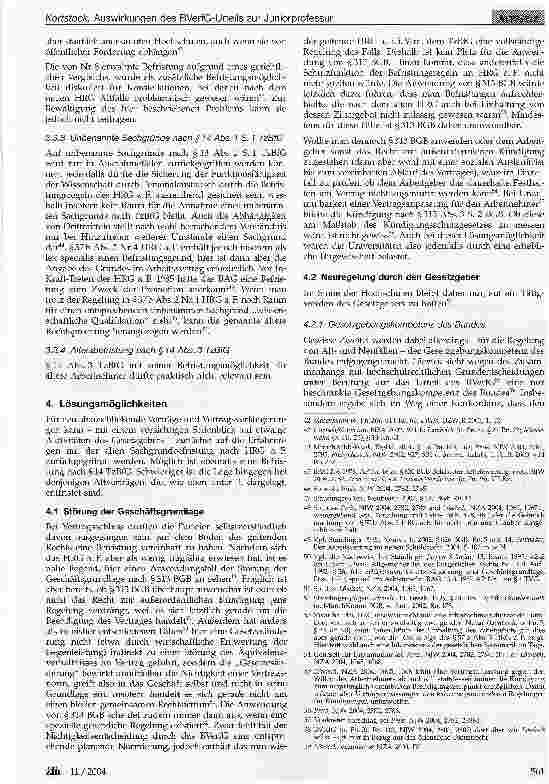 Vorschauseite 4: Auswirkungen des BVerfG-Urteils zur Juniorprofessur auf die Befristung von Arbeitsverträgen nach dem Hochschulrahmengesetz