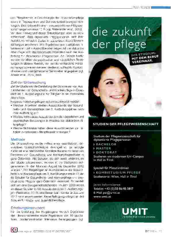 Vorschauseite 2: Perspektive stationäre Altenpflege -Sicht von Auszubildenden der Gesundheitsund Krankenpflege in Österreich