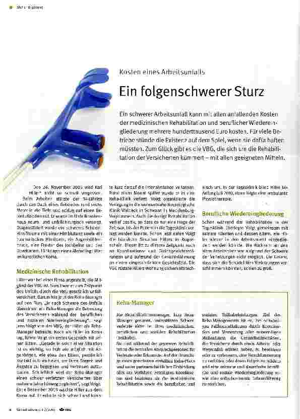 Vorschauseite 1: Kosten eines Arbeitsunfalls - Ein folgenschwerer Sturz