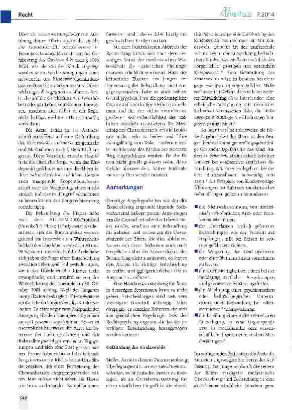 Vorschauseite 2: Eltern verweigern Fortsetzung einer Chemotherapie