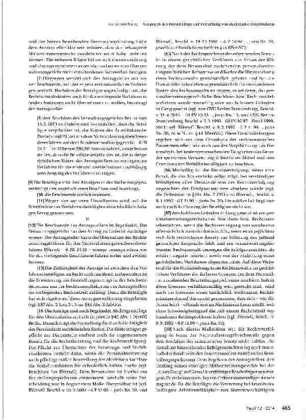 Vorschauseite 3: Anspruch des Personalrats auf Erstattung von Rechtsanwaltsgebühren