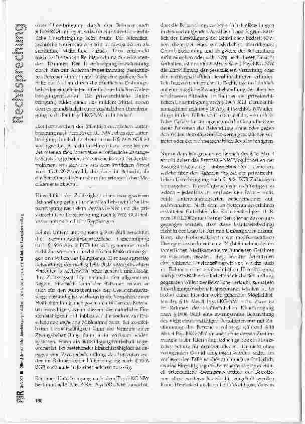 Vorschauseite 3: Öffentlich-rechtliche Unterbringung -zivilrechtliche Unterbringung -medizinische ZwangsbehandlungPsvchKG-NW § 10, § 11, § 18; BGB S 1906